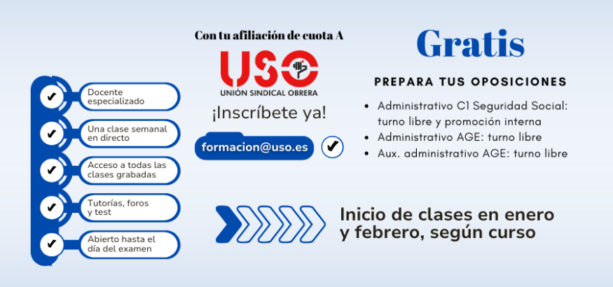 Prepara gratis tus oposiciones de administrativo C1 de Seguridad Social y AGE