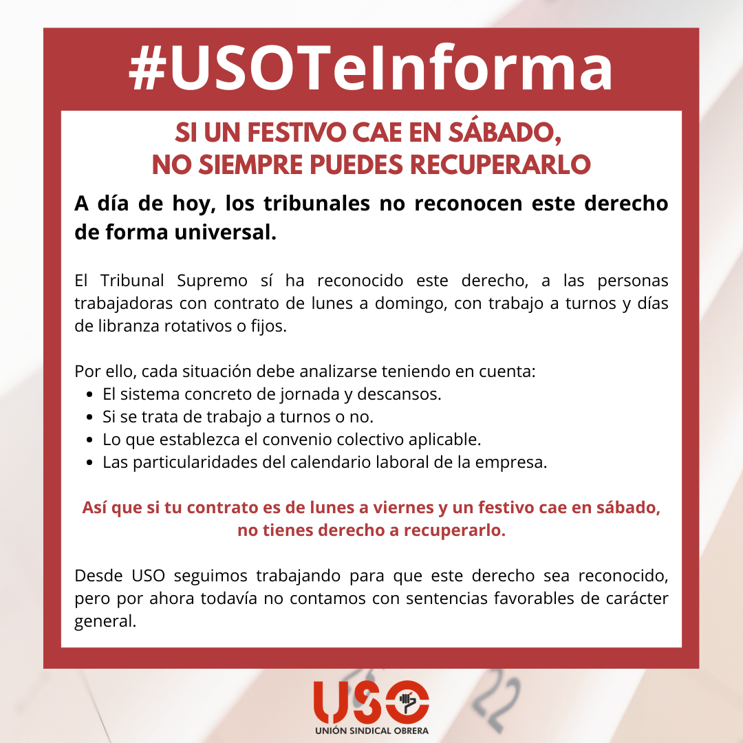 Infografía Festivos en sábado