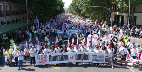 Más de 6.000 personas llenan Madrid el 1 de Mayo con USO al grito de “Humanizar el empleo”