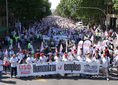 Más de 6.000 personas llenan Madrid el 1 de Mayo con USO al grito de “Humanizar el empleo”
