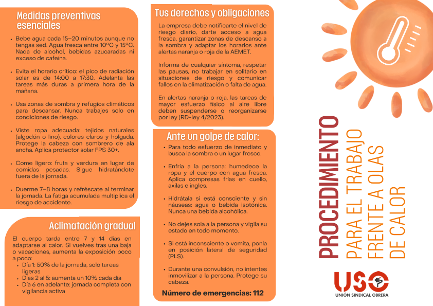 Procedimiento para el trabajo frente a olas de calor