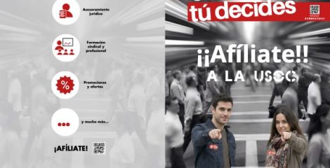 Díptico Sé el cambio, tú decides. Afíliate USOC cas