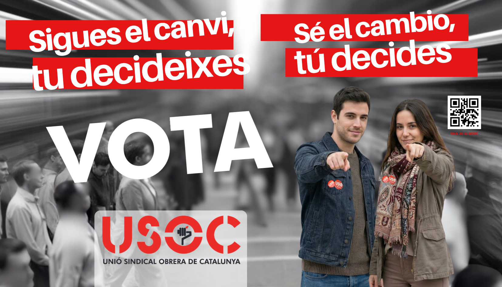 Adhesivo Vota. Sé el cambio, tú decides. USOC (CAS/CAT)