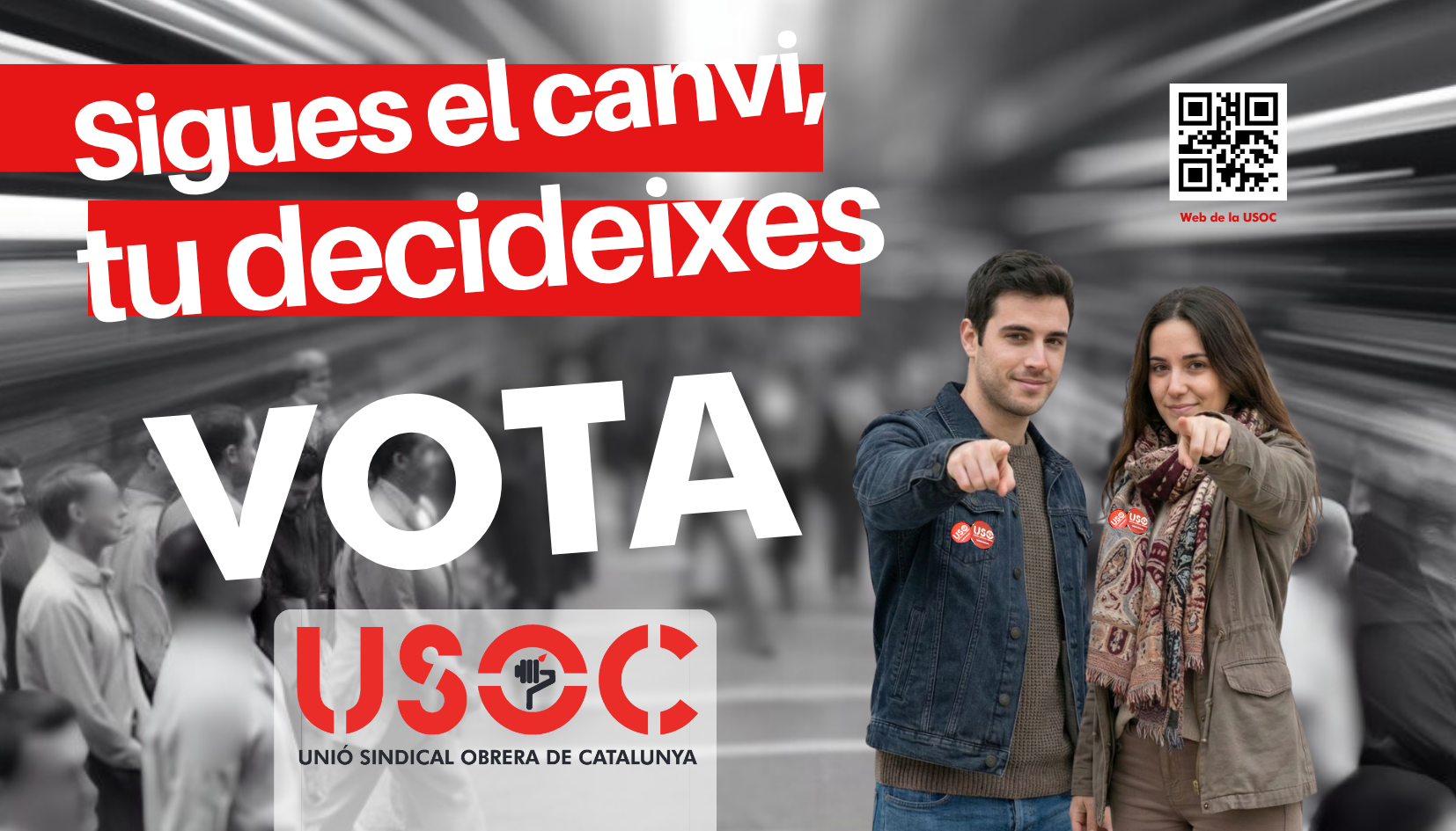 Adhesivo Vota. Sé el cambio, tú decides. USOC
